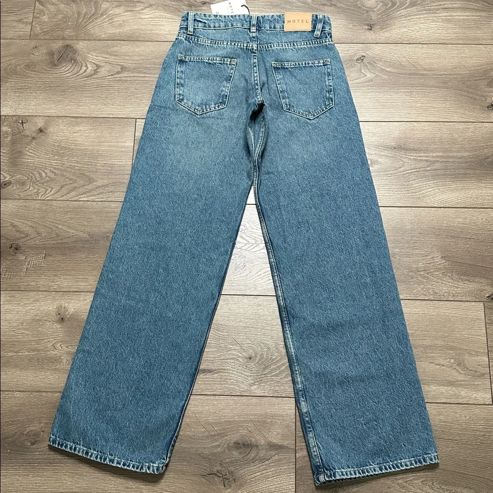 Motel Rocks Low Rise Parallel Jeans Bright Blue Size 24 - Picture 3 of 13